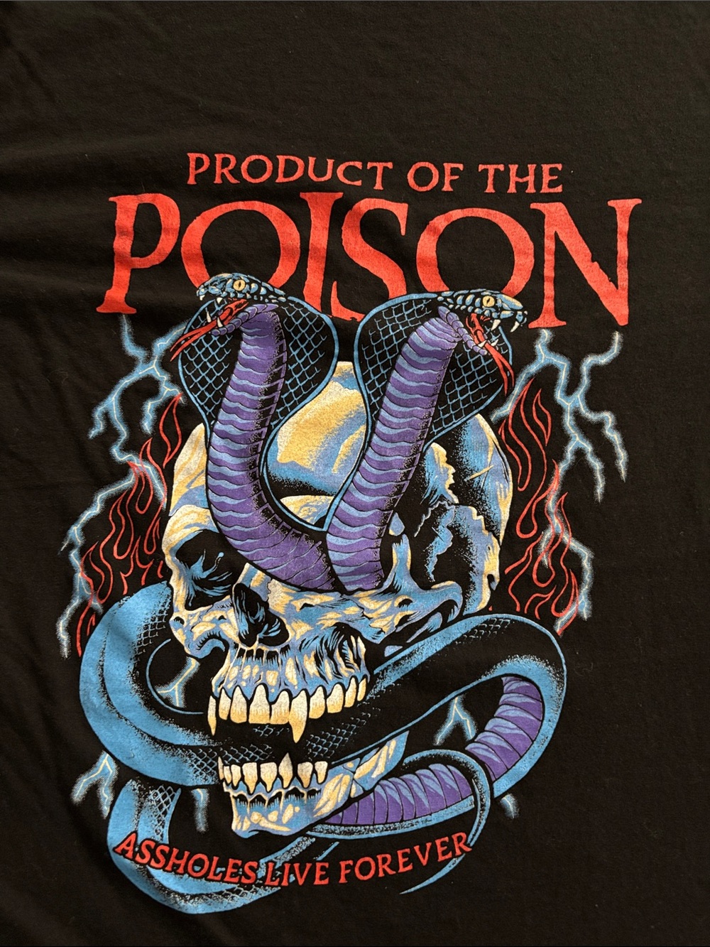 Assholes Live Forever Product Of The Poison Skull Snake Graphic Tee Large - Picture 8 of 8